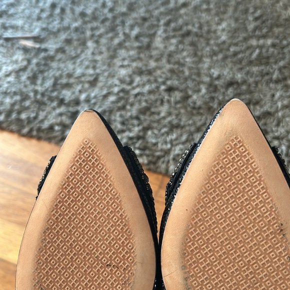Tory Burch "Vanessa" Jeweled Crystal Bow Pointy Toe Leather Flats Size 8.5 - Picture 8 of 13